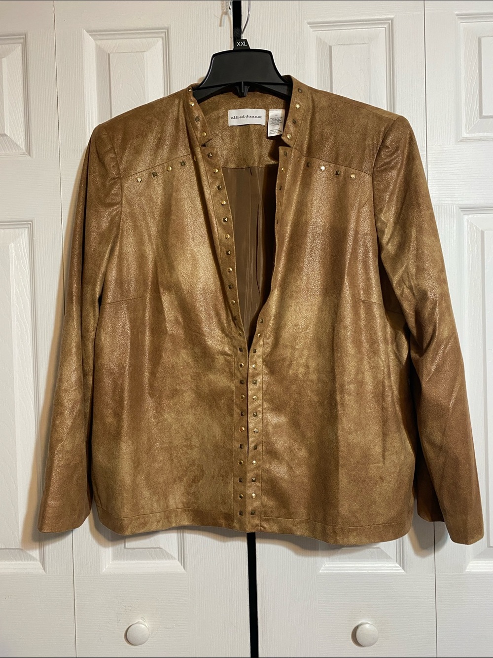 Alfred Dunner tan faux suede lightweight jacket coat top size 18